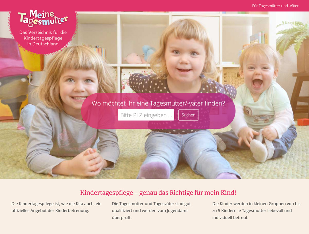 Deutschlands großes Verzeichnis für Tagesmütter und -väter Abbildung Verzeichnis für Tagesmütter und -väter